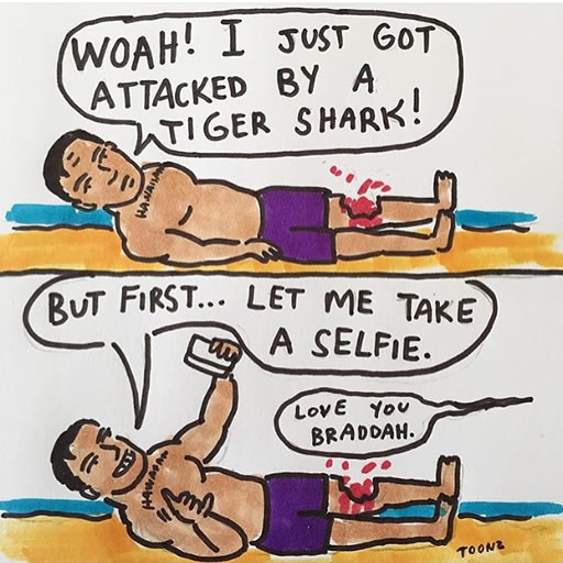 Pescador havaiano posta vídeo nas redes sociais, após ataque tubarão tigre